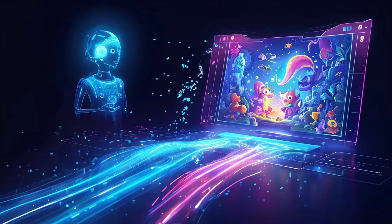Futuristic AI Assistant Creating Whimsical Children’s Book Illustrations