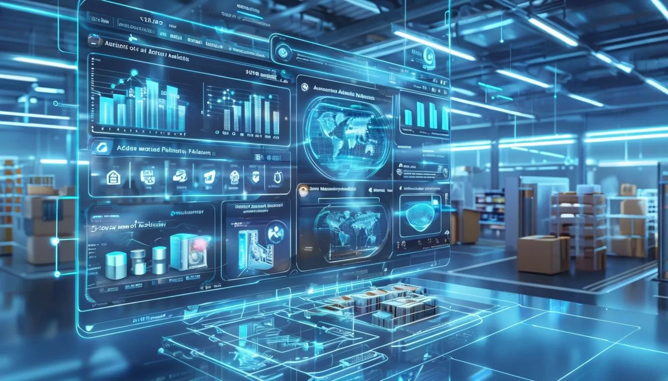 Futuristic AI E-Commerce Control Panel in High-Tech Environment