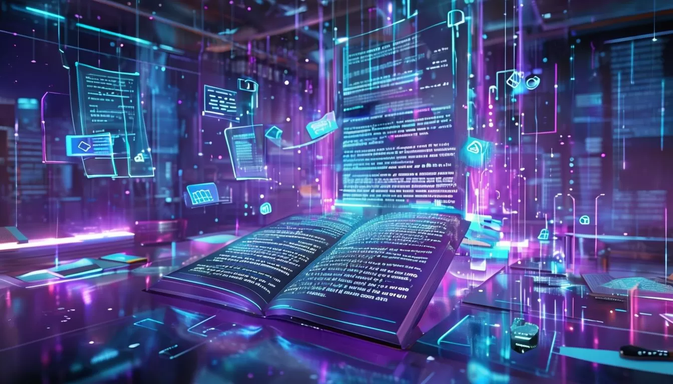 Futuristic AI Interface In Vibrant Digital Content Creation Scene