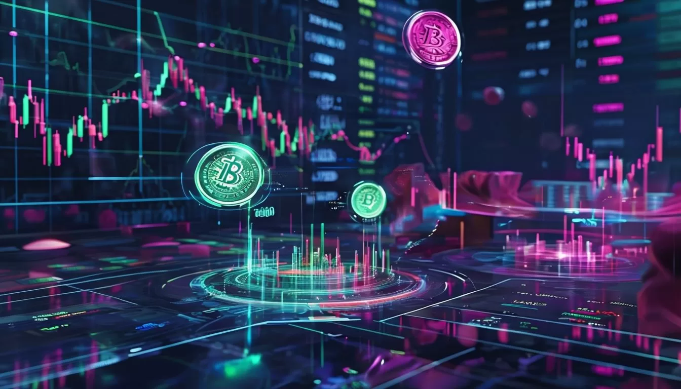 Futuristic AI Trading Interface Within Dynamic Cryptocurrency Environment